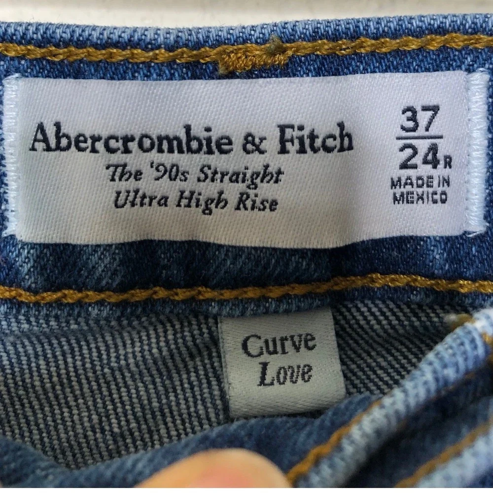 Abercrombie Fitch 90's Straight Ultra High Rise Mid Wash Denim‎ Jeans W50 L31